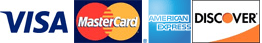 Methods of payment Visa, MasterCard, American Express, Discover