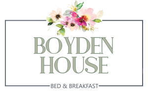 Logo Photo Realistic Illustration of bouquet of flowers underneath the words - Boyden House