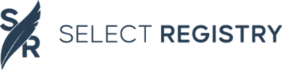 Logo for Select Registry featuring a stylized emblem and text.