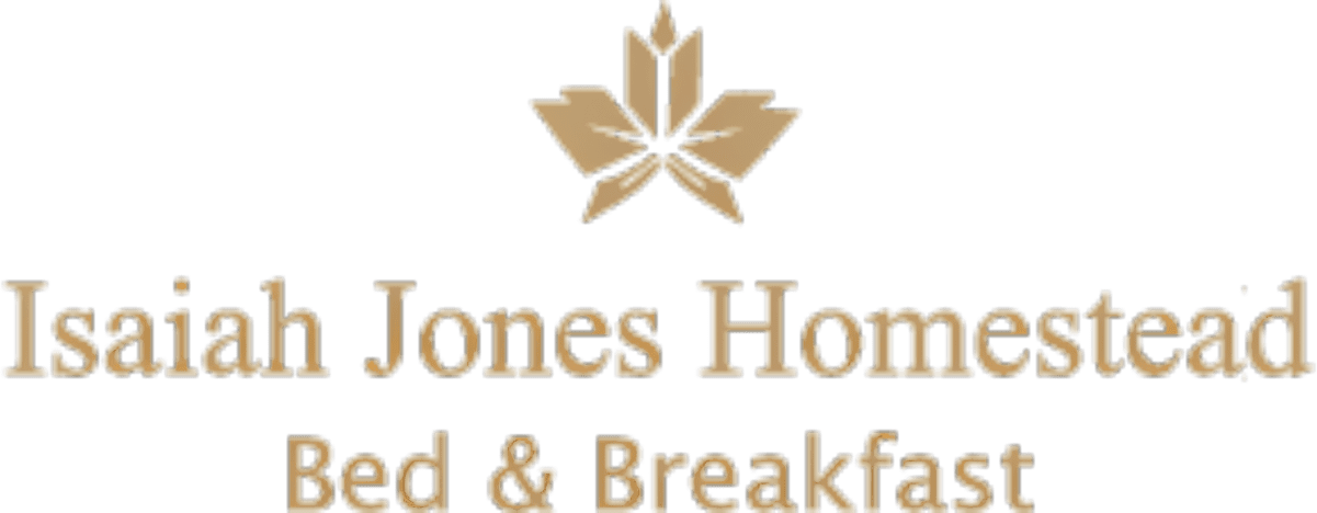 Logo of Jones Home Bed & Breakfast featuring a stylized maple leaf.